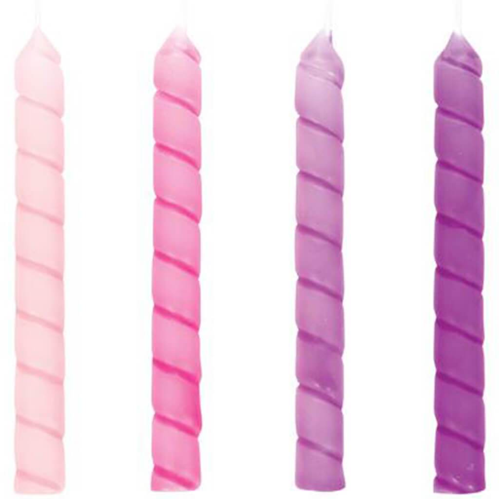 Pink and Purple Large Spiral Candles 12ct