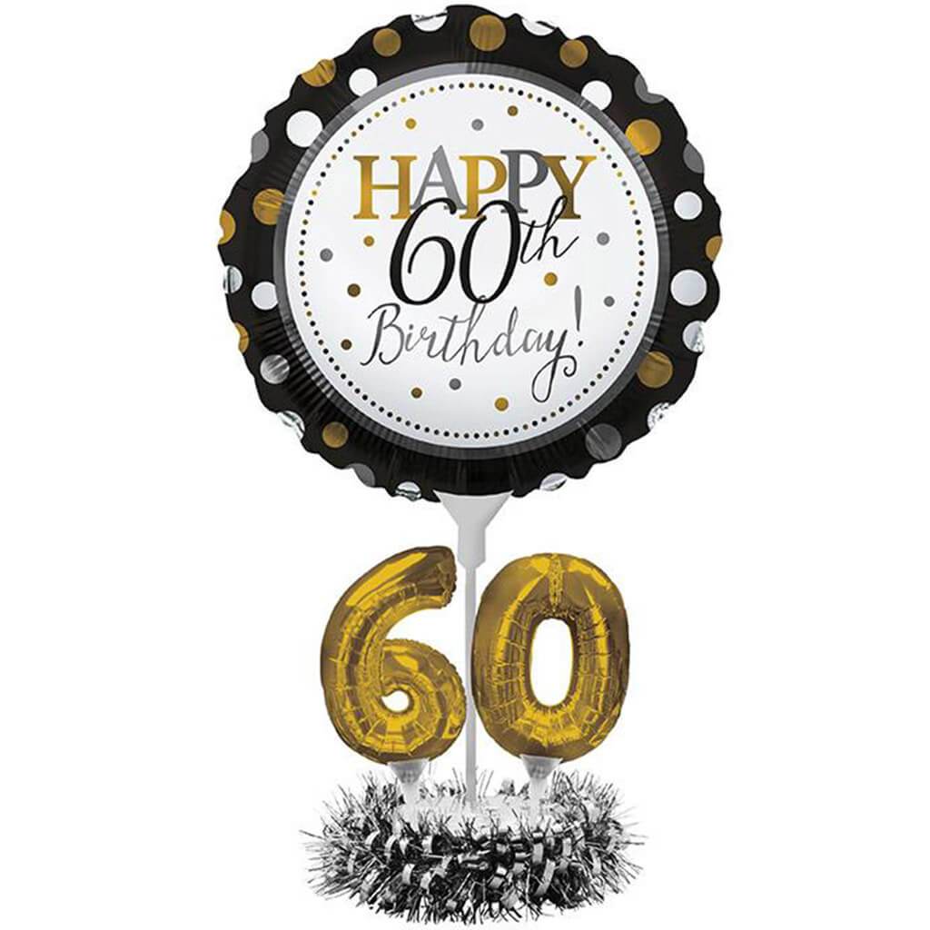 60th Birthday Air Filled Balloon Centerpiece Kit