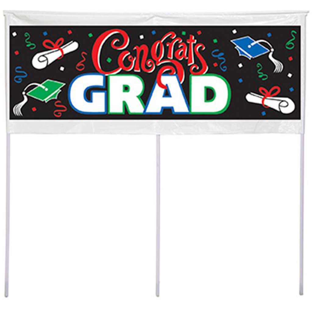 Graduation Congrats Grad Yard Banner with Stakes