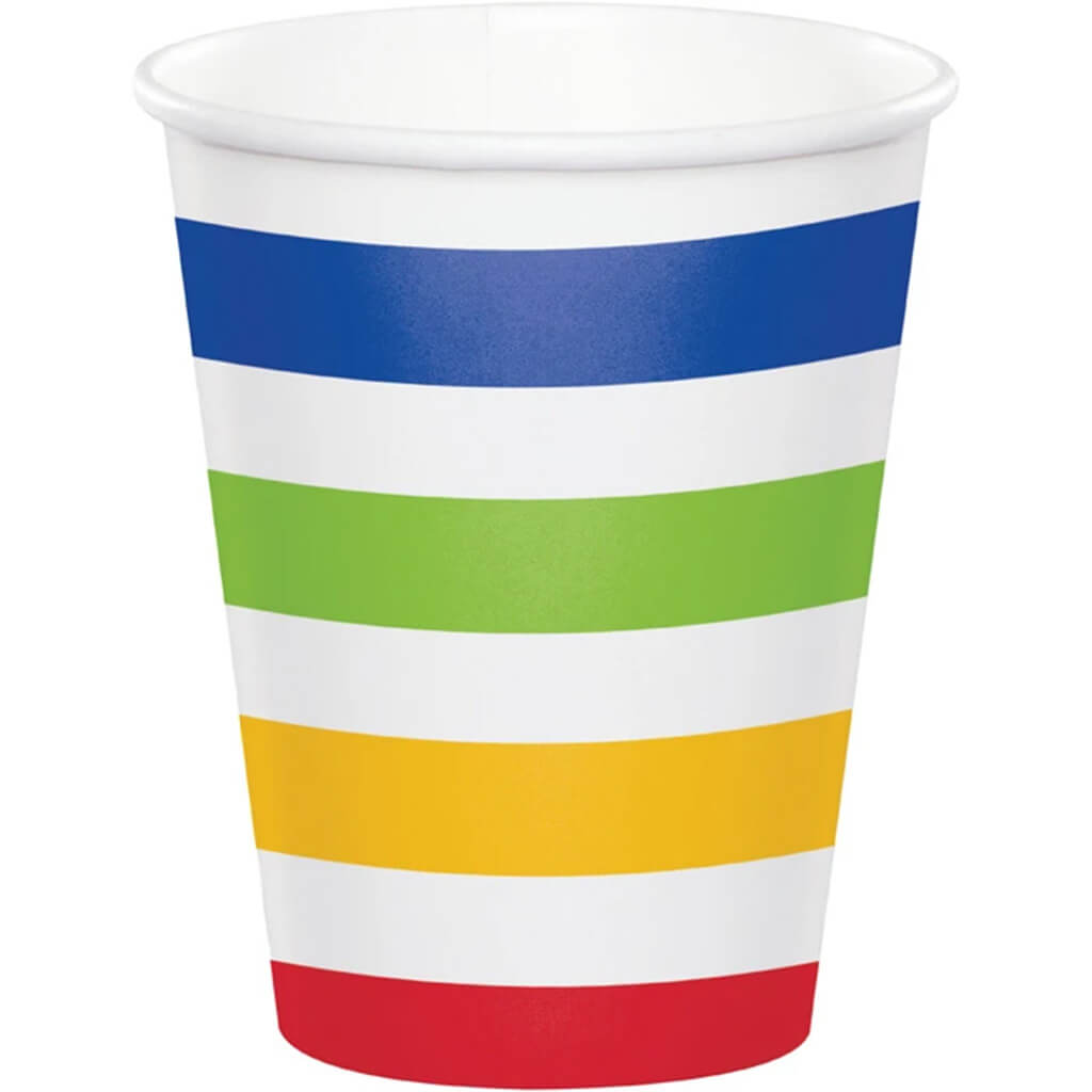 Multicolor Polka Dots and Stripes Paper Cups 8oz