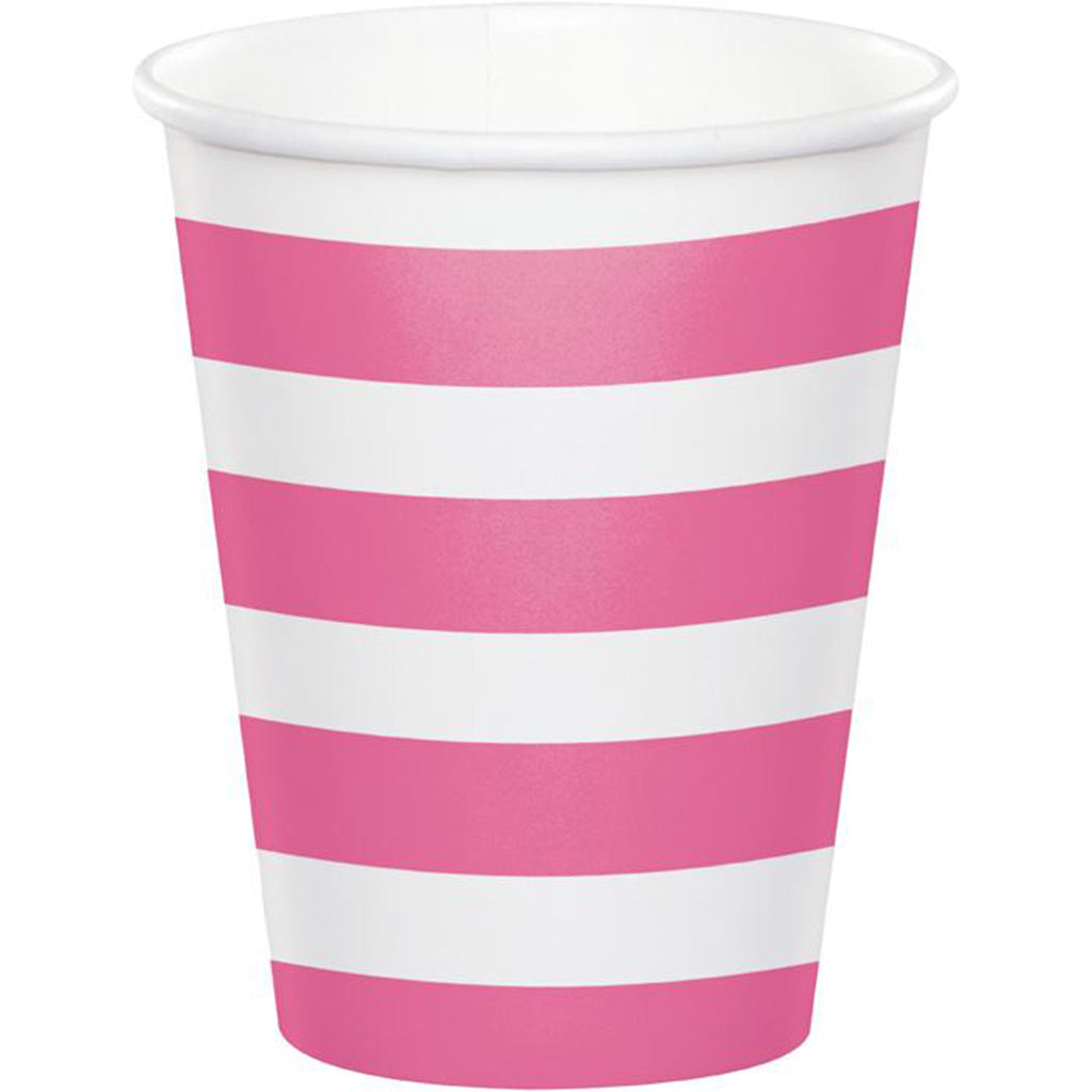 Candy Pink Polka Dots and Stripes Paper Cups