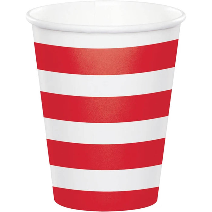 Red Polka Dots and Stripes Paper Cups 8oz