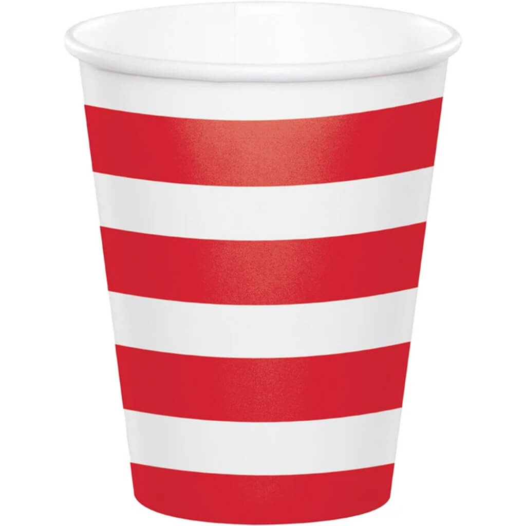 Red Polka Dots and Stripes Paper Cups 8oz