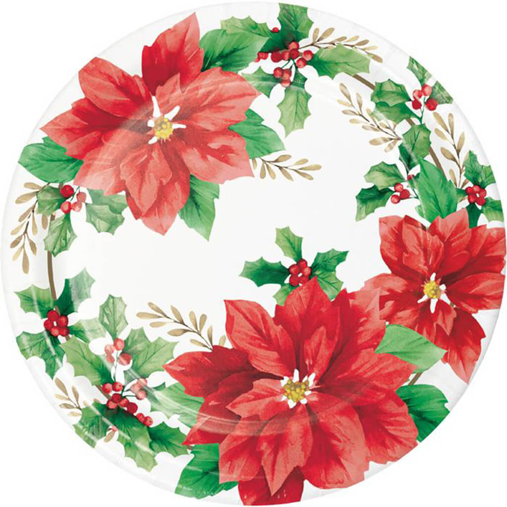 Elegant Poinsettia Dinner Plates 8ct