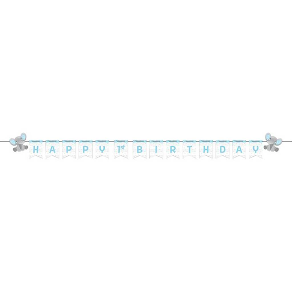 Enchanting Elephants Boy 1st Birthday Banners