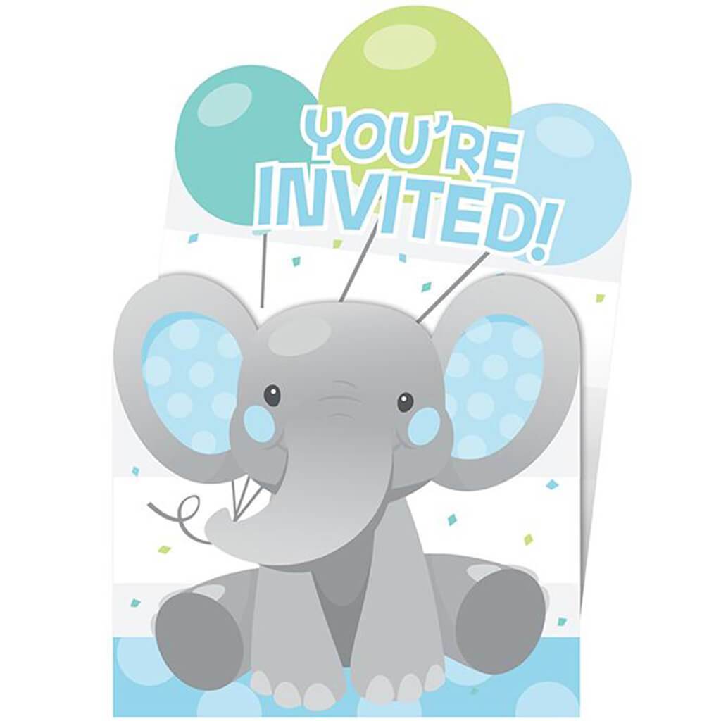 Enchanting Elephants Boy Invitations 8ct