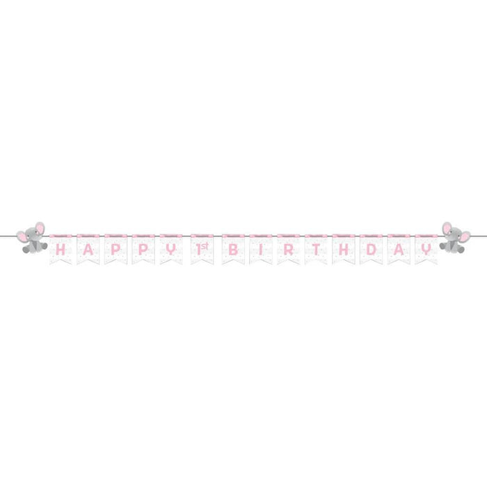 Enchanting Elephants Girl 1st Birthday Banners