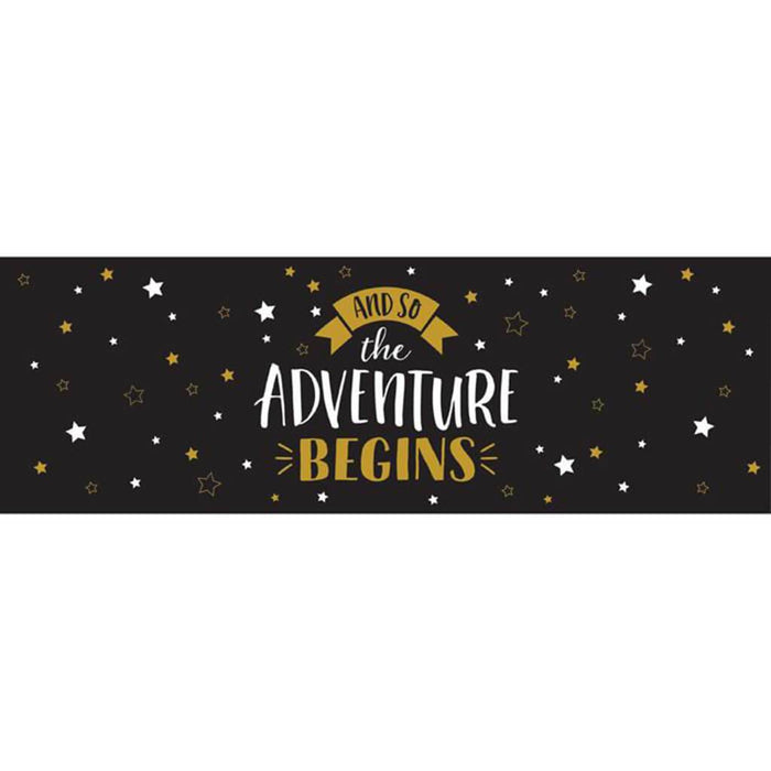 Grad Adventure Giant Party Banner Black & Gold 20in x 60in