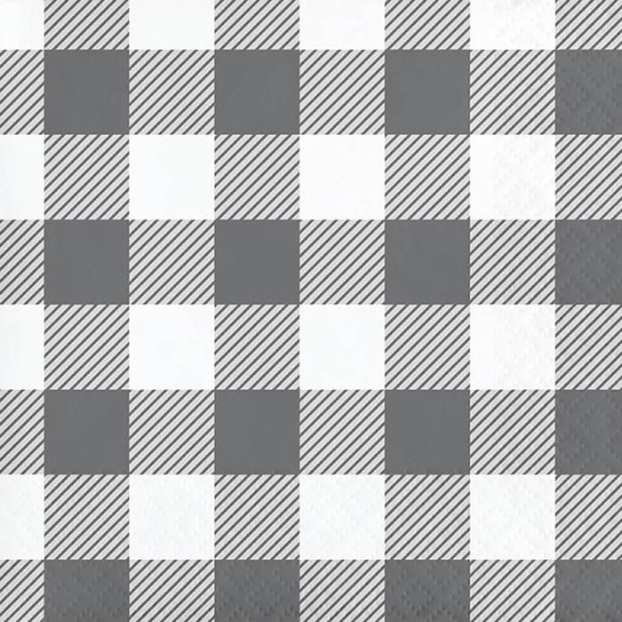 Gray and White Buffalo Check Beverage Napkins 16ct 2ply