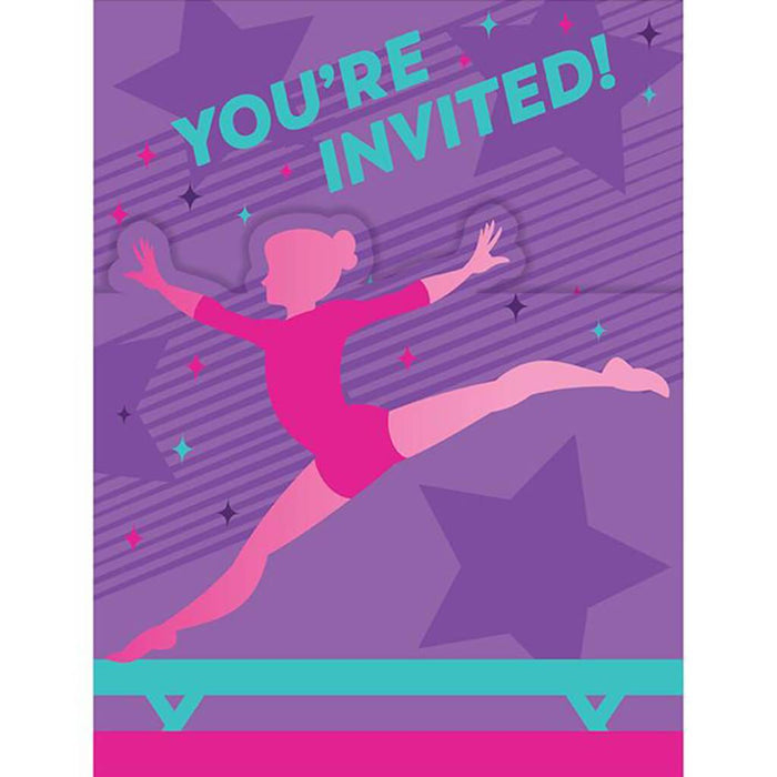 Gymnastics Party Invitations 8ct