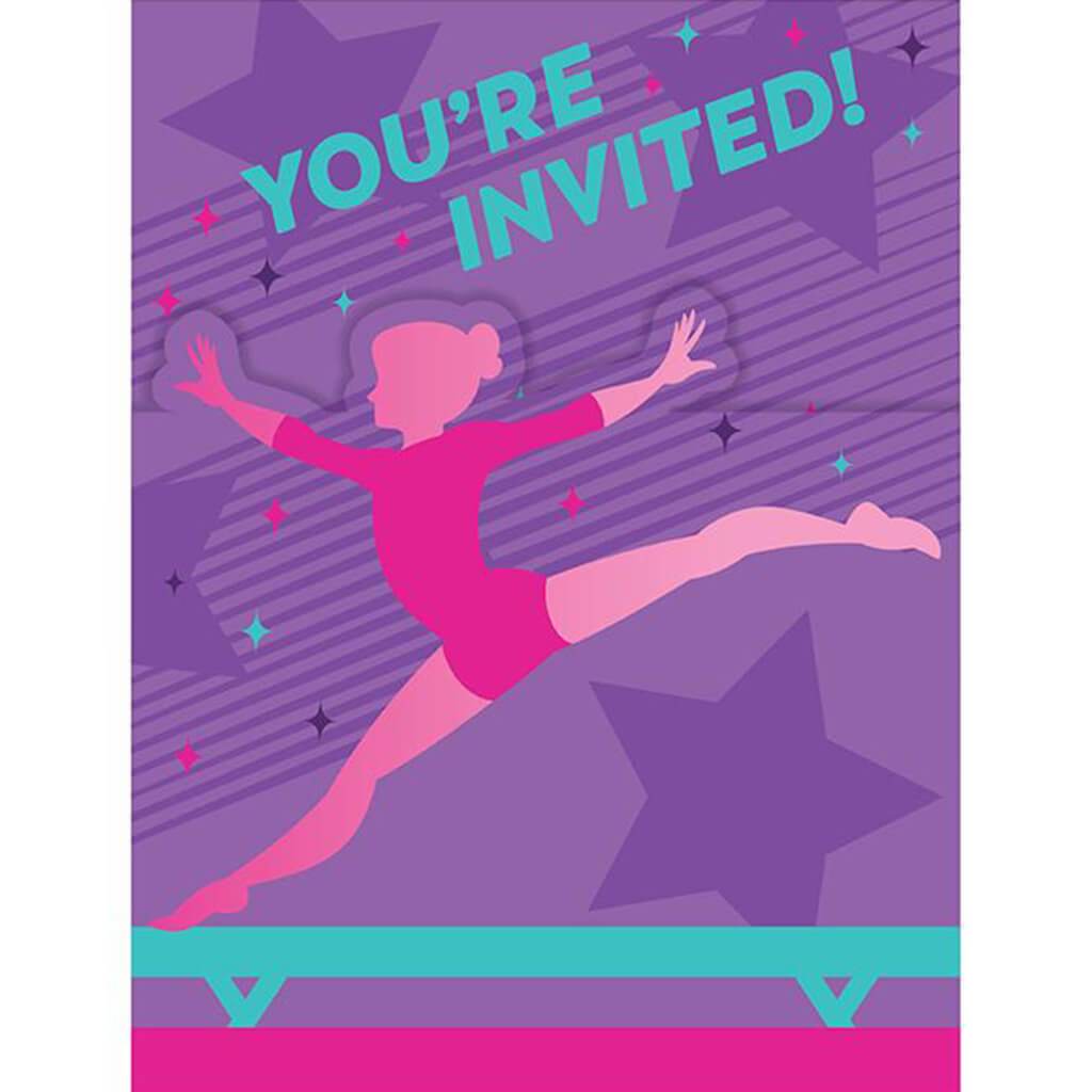 Gymnastics Party Invitations 8ct
