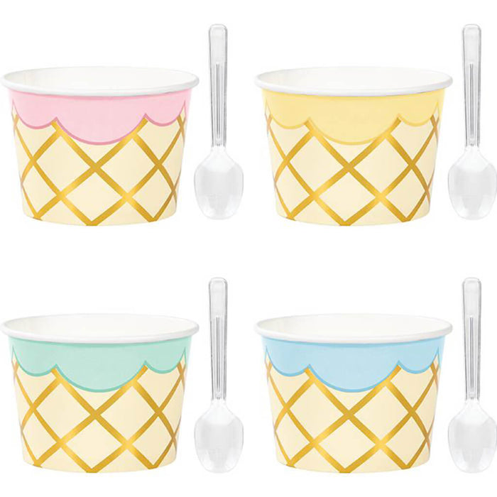 Ice Cream Party Treat Cups with Spoons 8ct