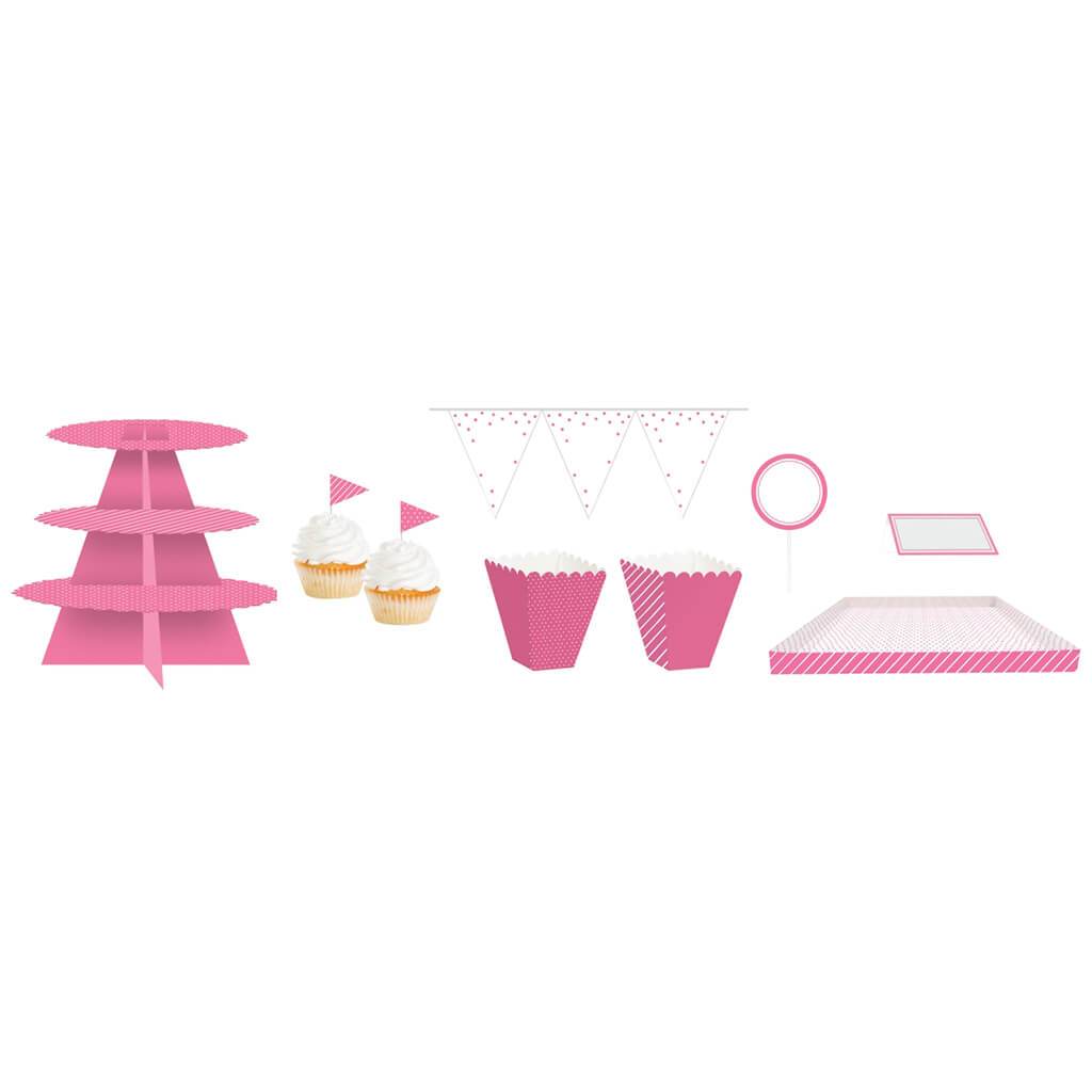 Candy Pink and White Birthday Treat Table Kit