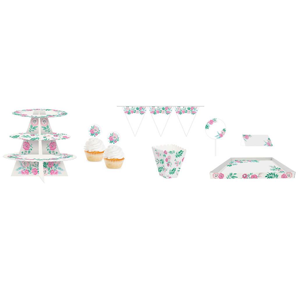 Floral Pink and White Birthday Treat Table Kit