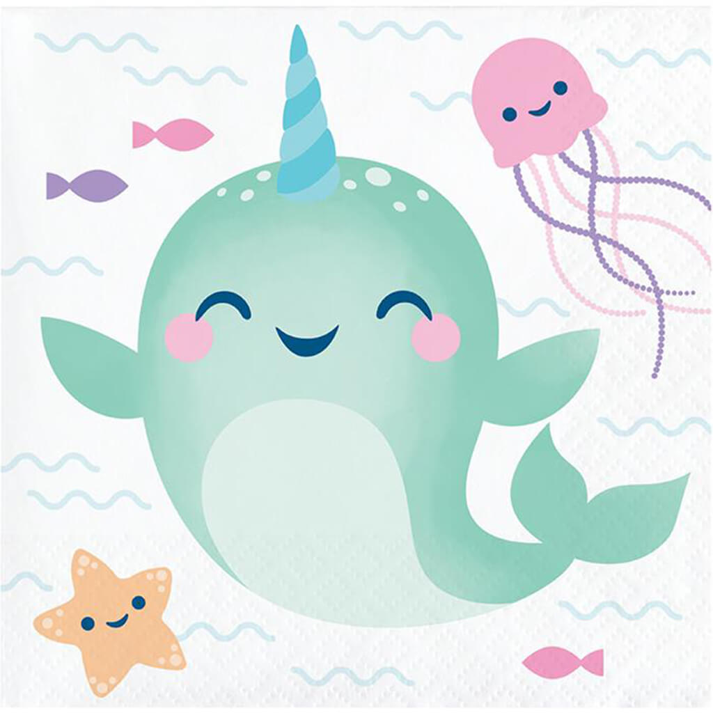 Narwhal Party Beverage Napkins 16ct 2ply