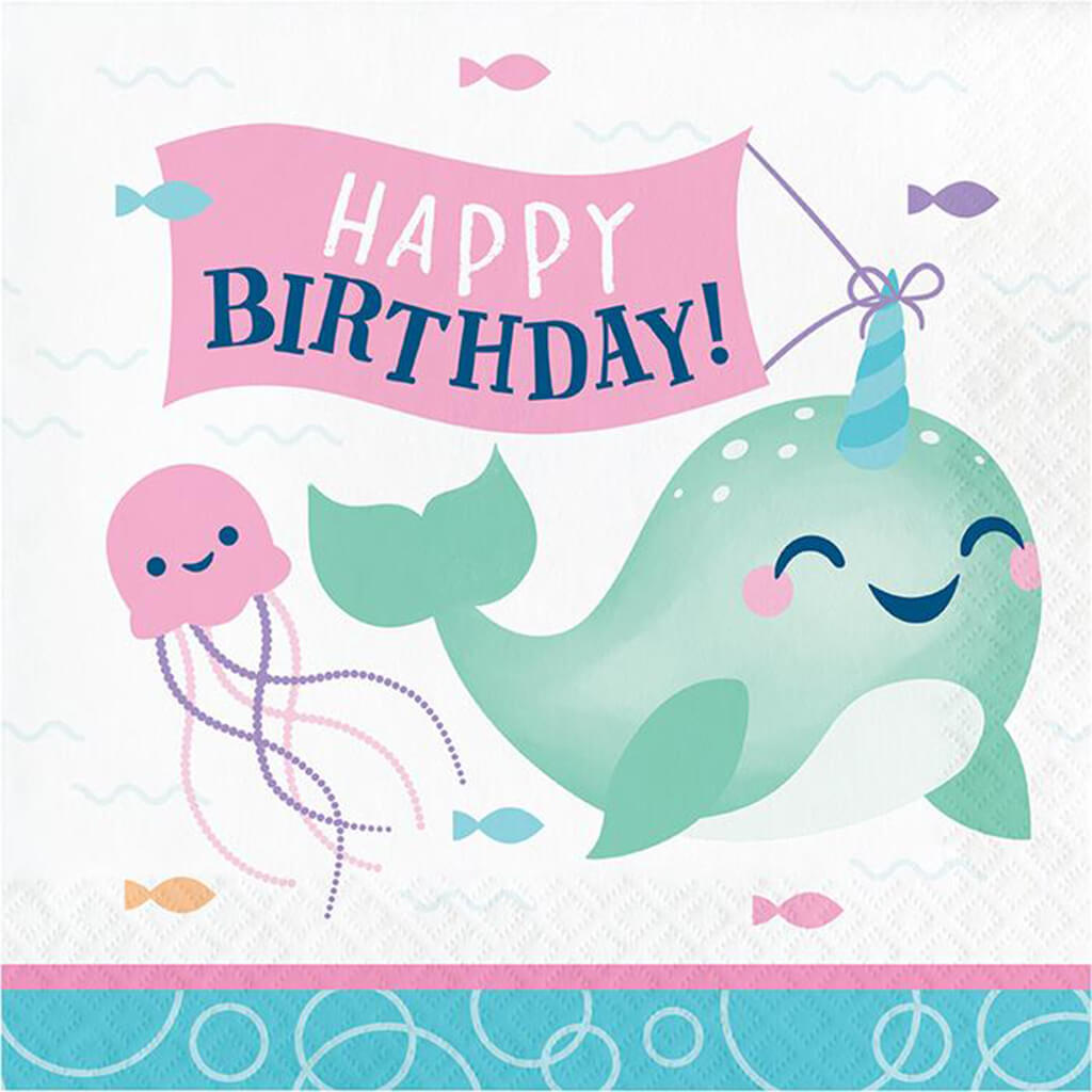 Narwhal Party Happy Birthday Luncheon Napkins 16ct 2ply