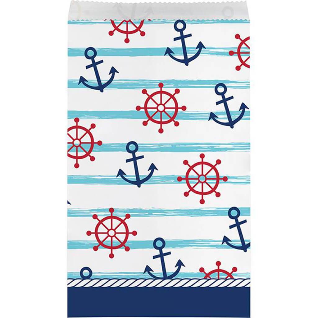 Nautical Baby Shower Paper Treat Bags 8ct