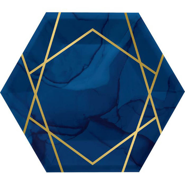 Navy Blue and Gold Foil Dessert Plates 8ct