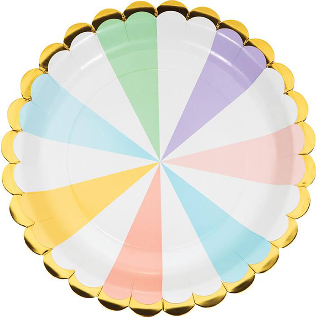 Pastel Celebrations Scalloped Dinner Plates 8ct