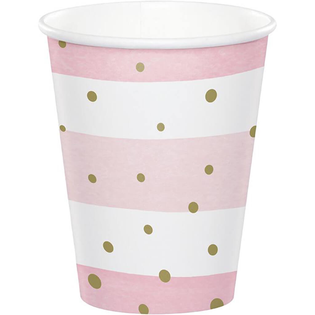 Pink and Gold Celebration Cups 8ct 9oz