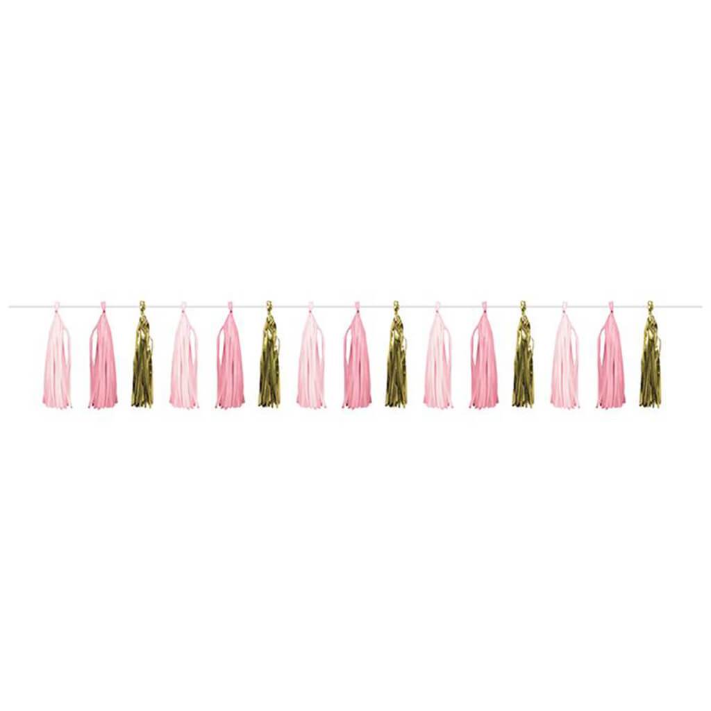 Pink and Gold Celebration Tassel Garland