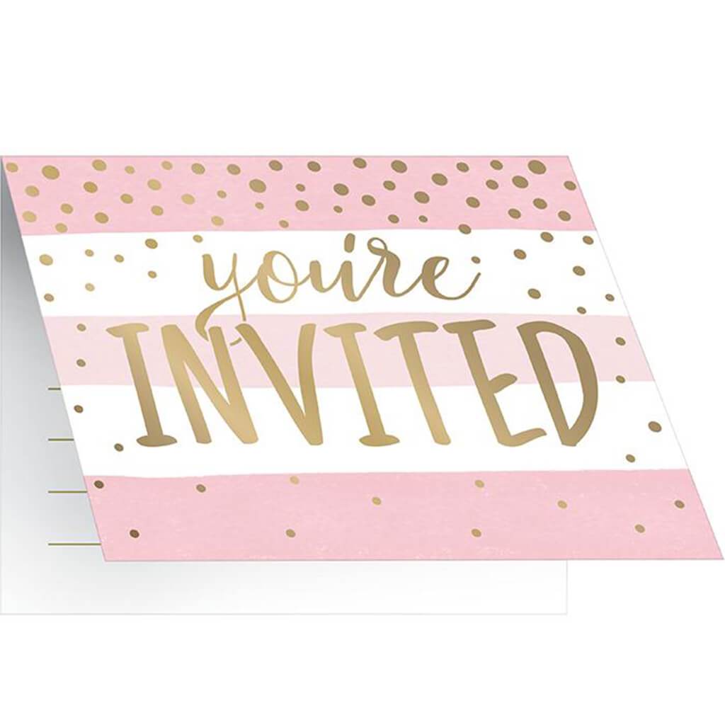 Pink and Gold Celebration Invitations