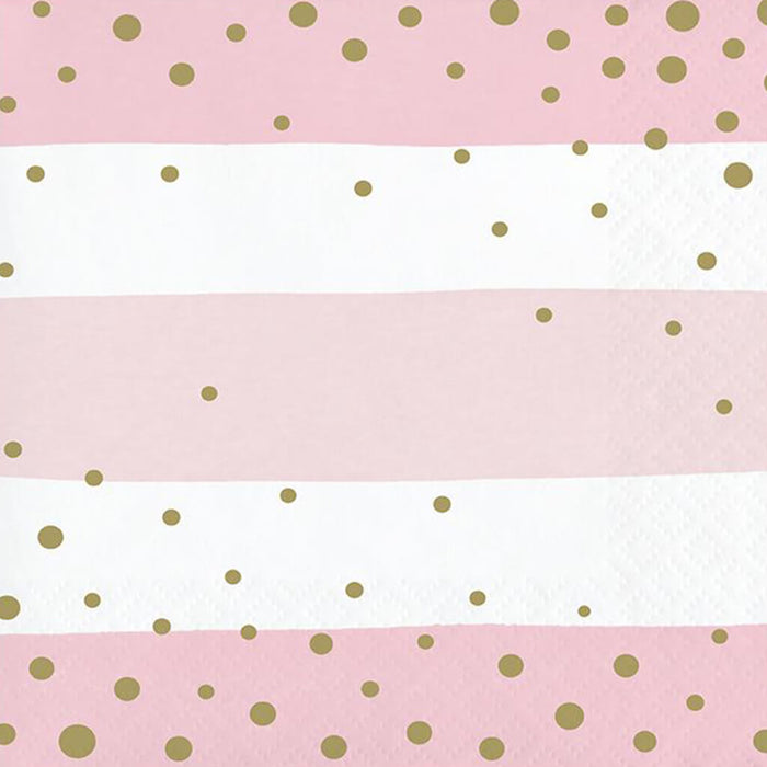 Pink and Gold Celebration Beverage Napkins 16ct 2ply
