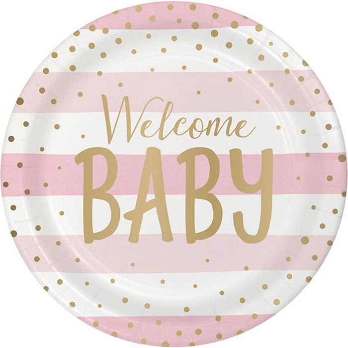 Pink and Gold Celebration Baby Shower Dinner 8ct