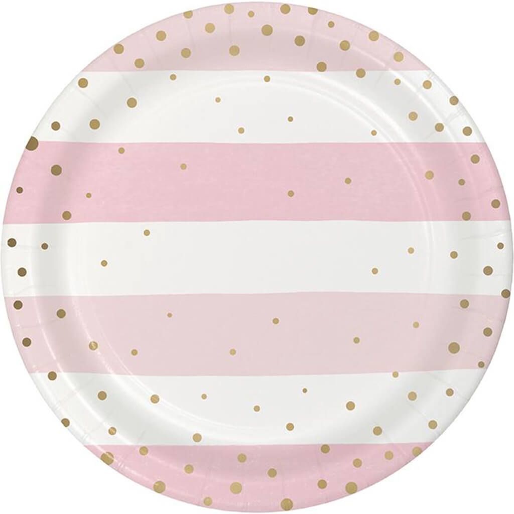 Pink and Gold Celebration Dessert Plates 8ct