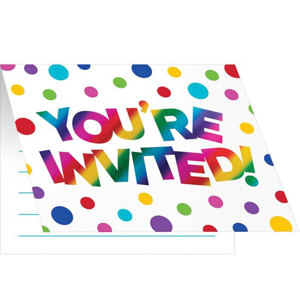 Rainbow Foil Foldover Invitations 8ct