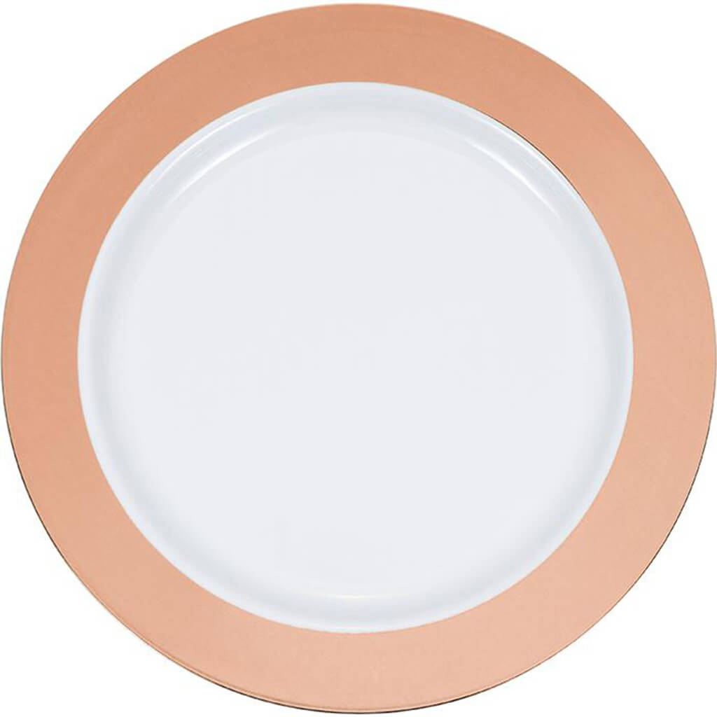 Rose Gold Rim Plastic Banquet Plates 10ct