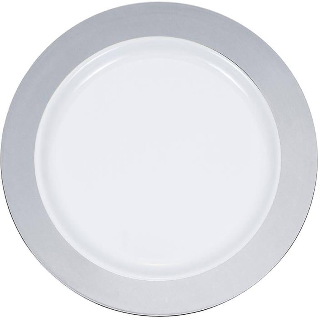 Silver Rim Plastic Banquet Plates 10ct