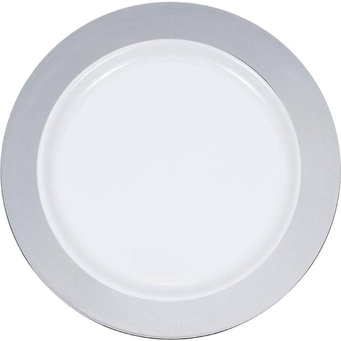 Silver Rim Plastic Dessert Plates 10ct