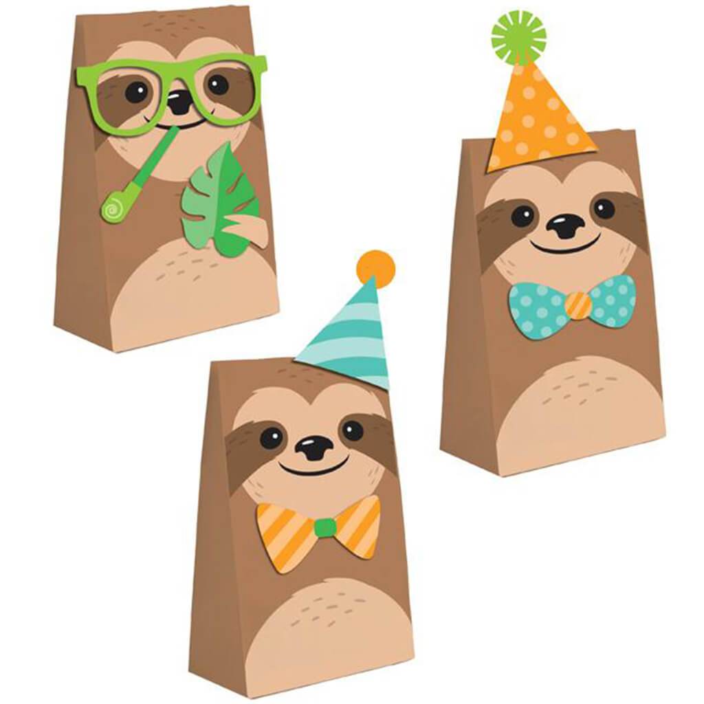 Sloth Party Paper Treat Bags 8ct