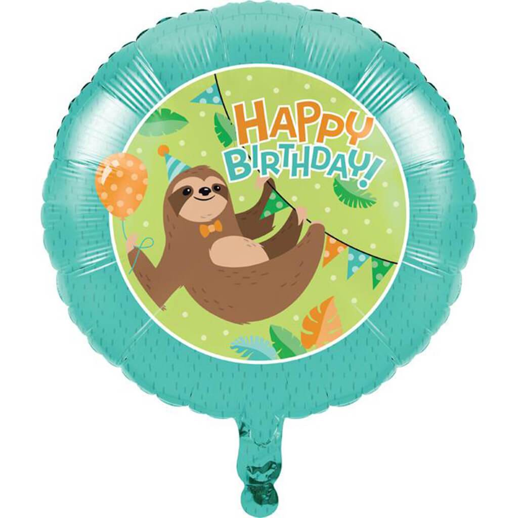 Sloth Party Foil Balloons 18in