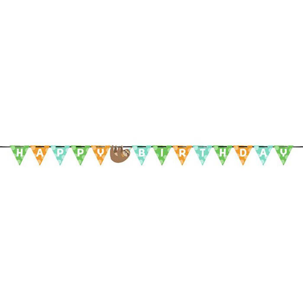 Sloth Party Happy Birthday Banners