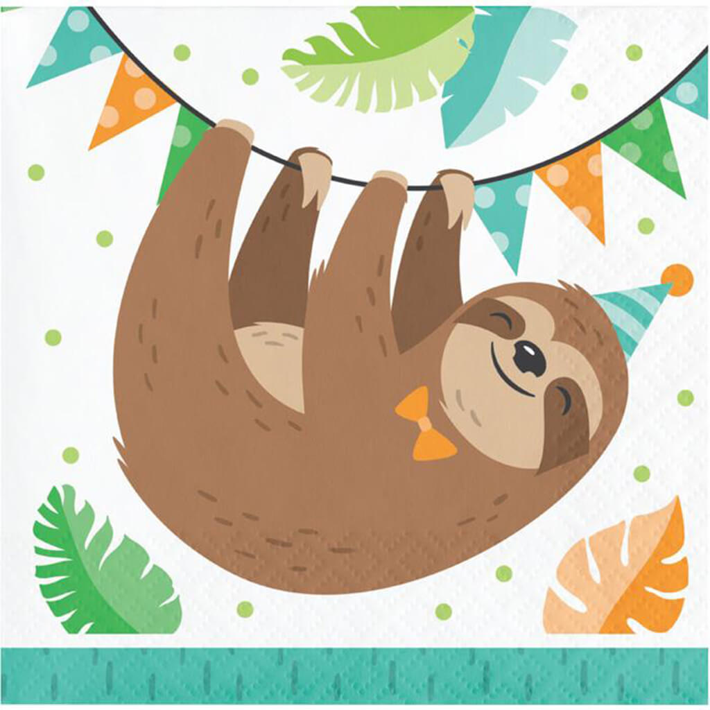 Sloth Party Beverage Napkins 16ct 2ply