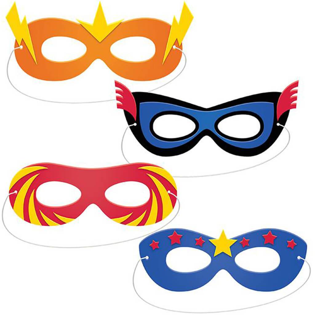 Superhero Party Masks 4ct