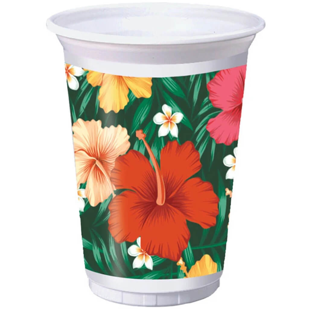 Tropical Flowers Plastic Cups 16oz