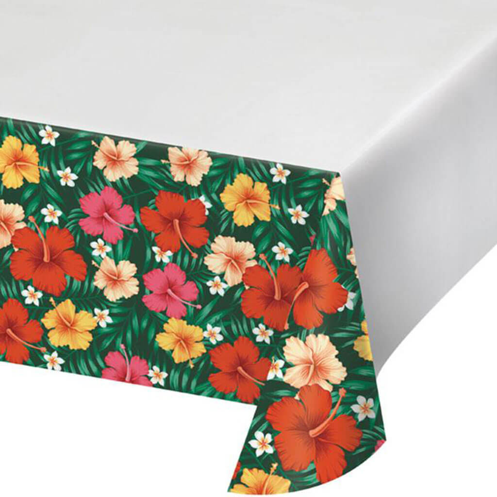 Tropical Flowers Plastic Tablecloths 54 x 102