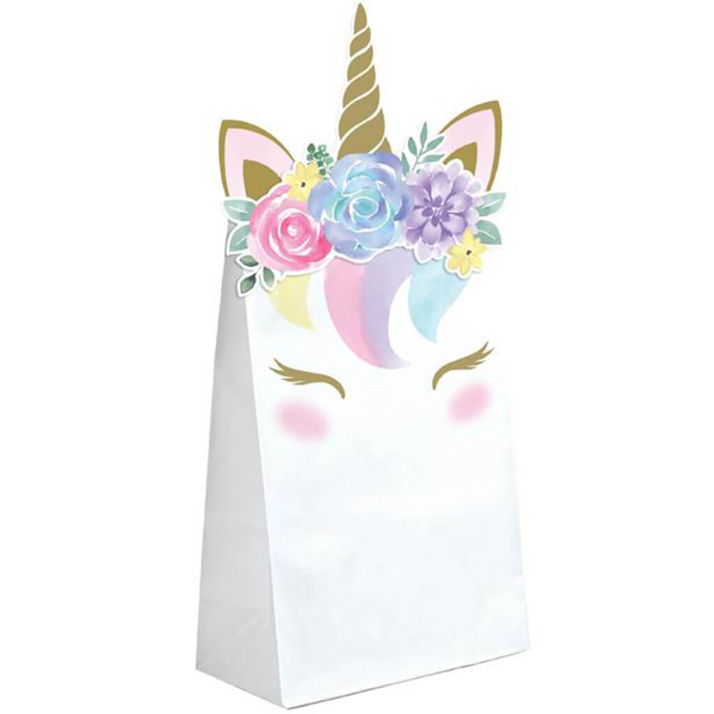 Unicorn Baby Shower Paper Treat Bags 8ct