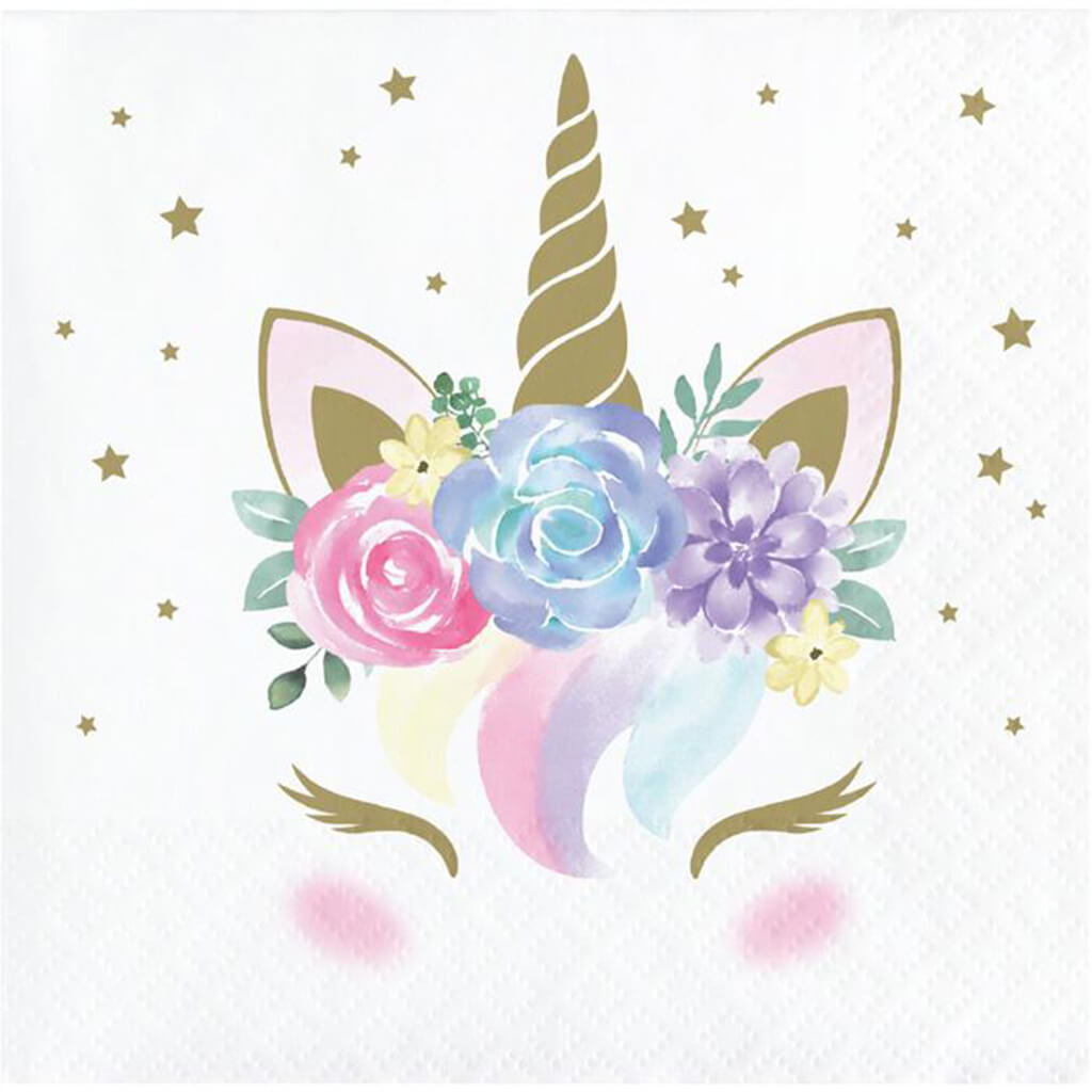 Unicorn Baby Shower Beverage Napkins 16ct 2ply