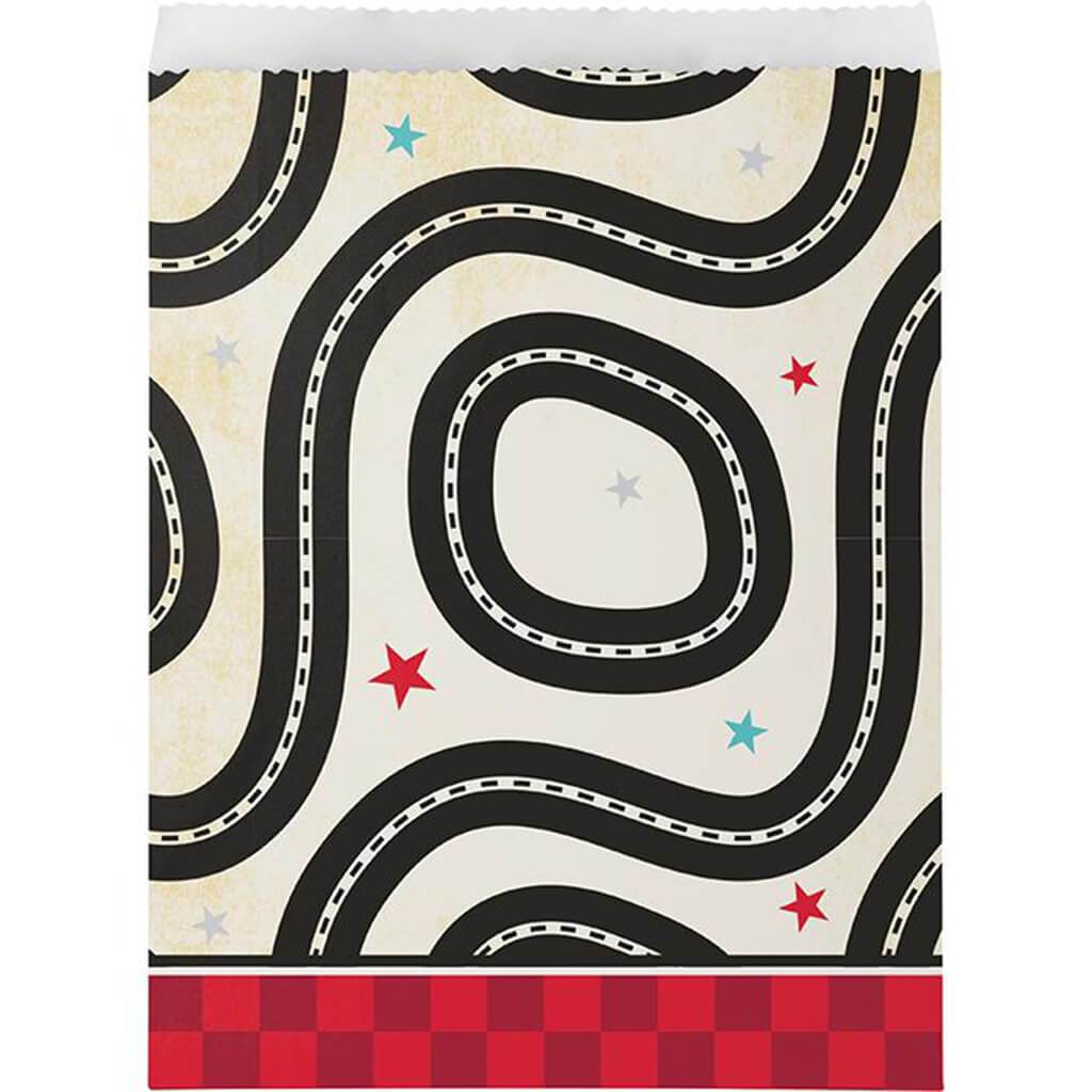 Vintage Race Car Paper Treat Bags 8ct