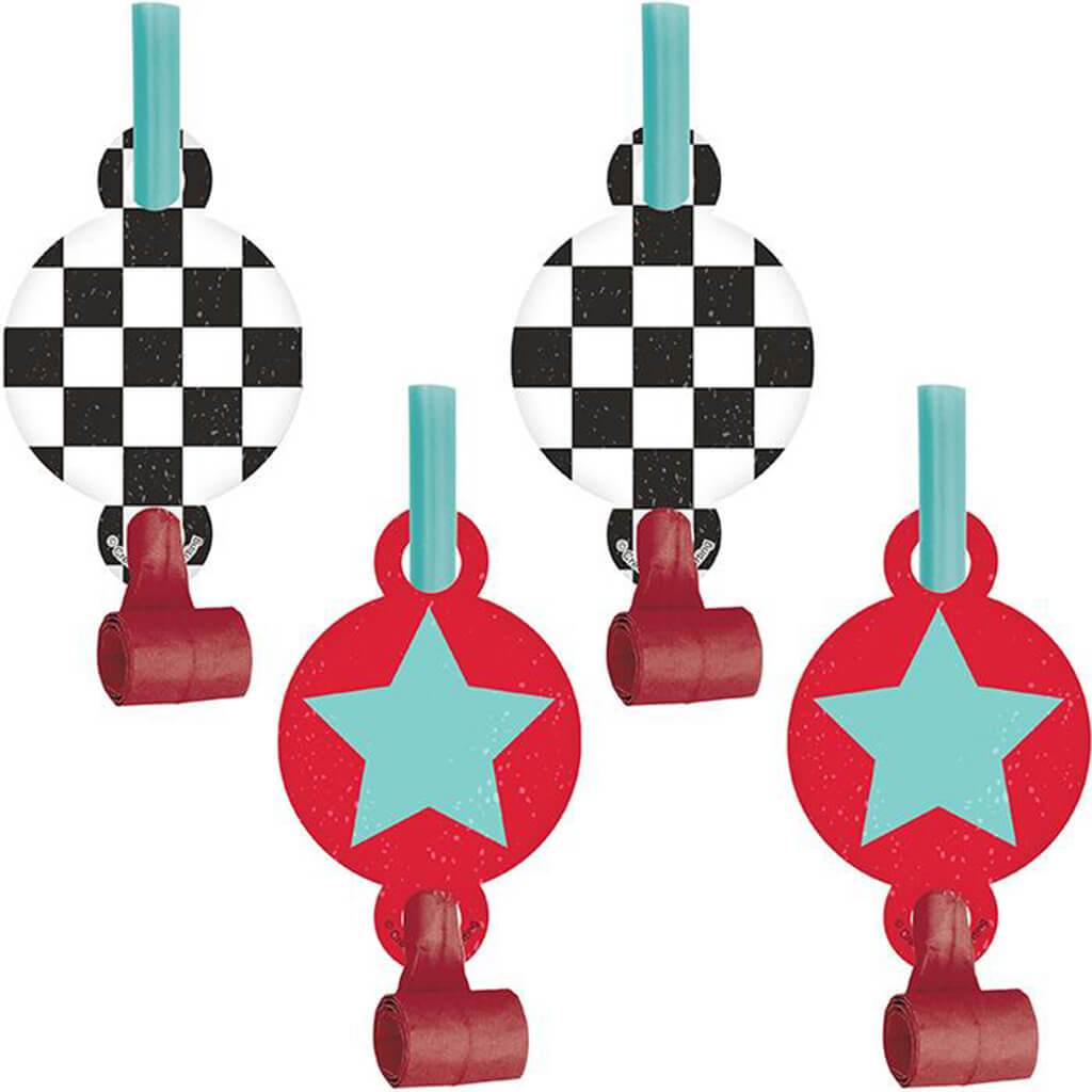 Vintage Race Car Party Blowers 8ct