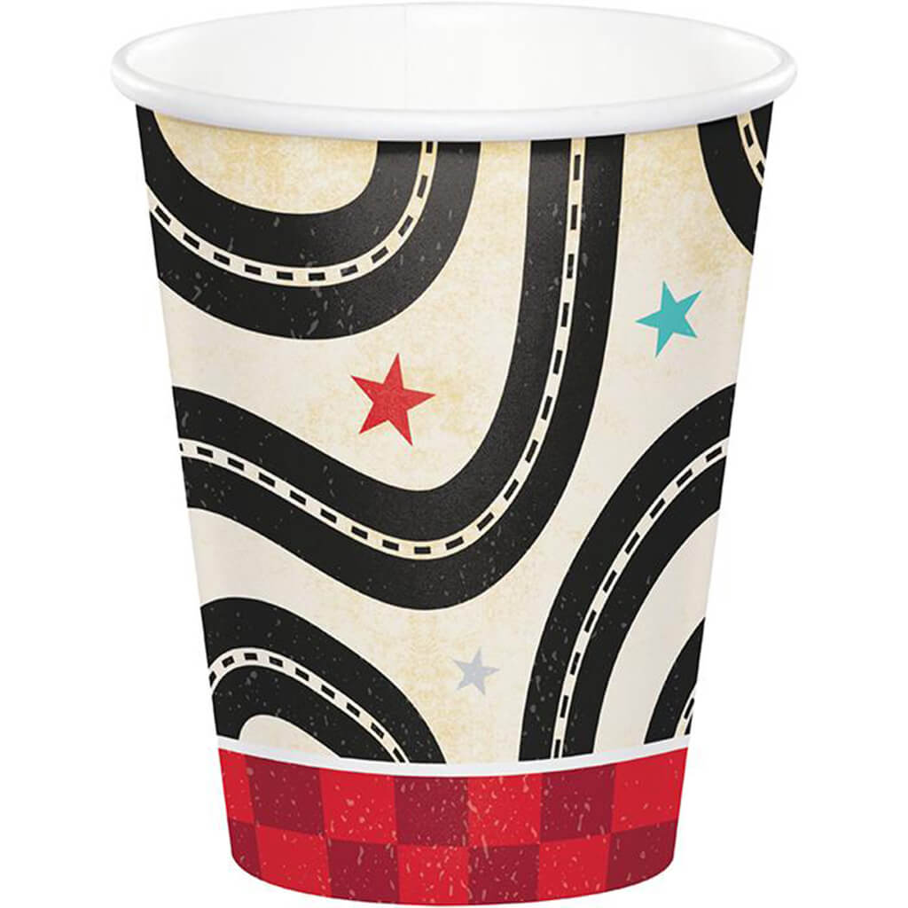 Vintage Race Car Paper Cups 9oz 8ct