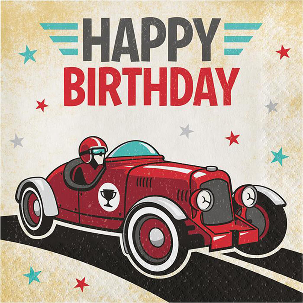 Vintage Race Car Happy Birthday Luncheon Napkins 16ct 2ply