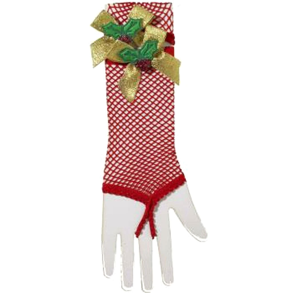 Red Fishnet Accessory with Mistletoe