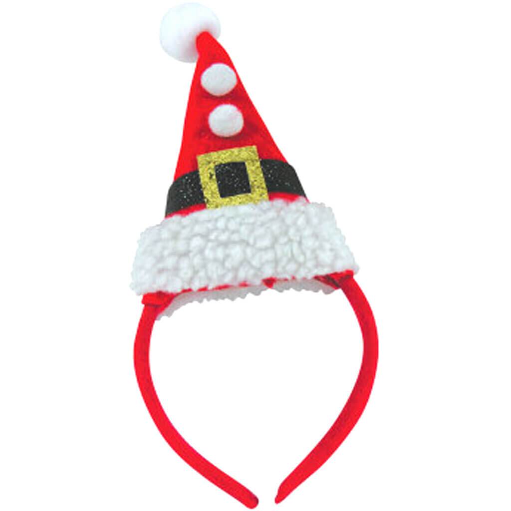 Santa Hat with Pom Poms Headband