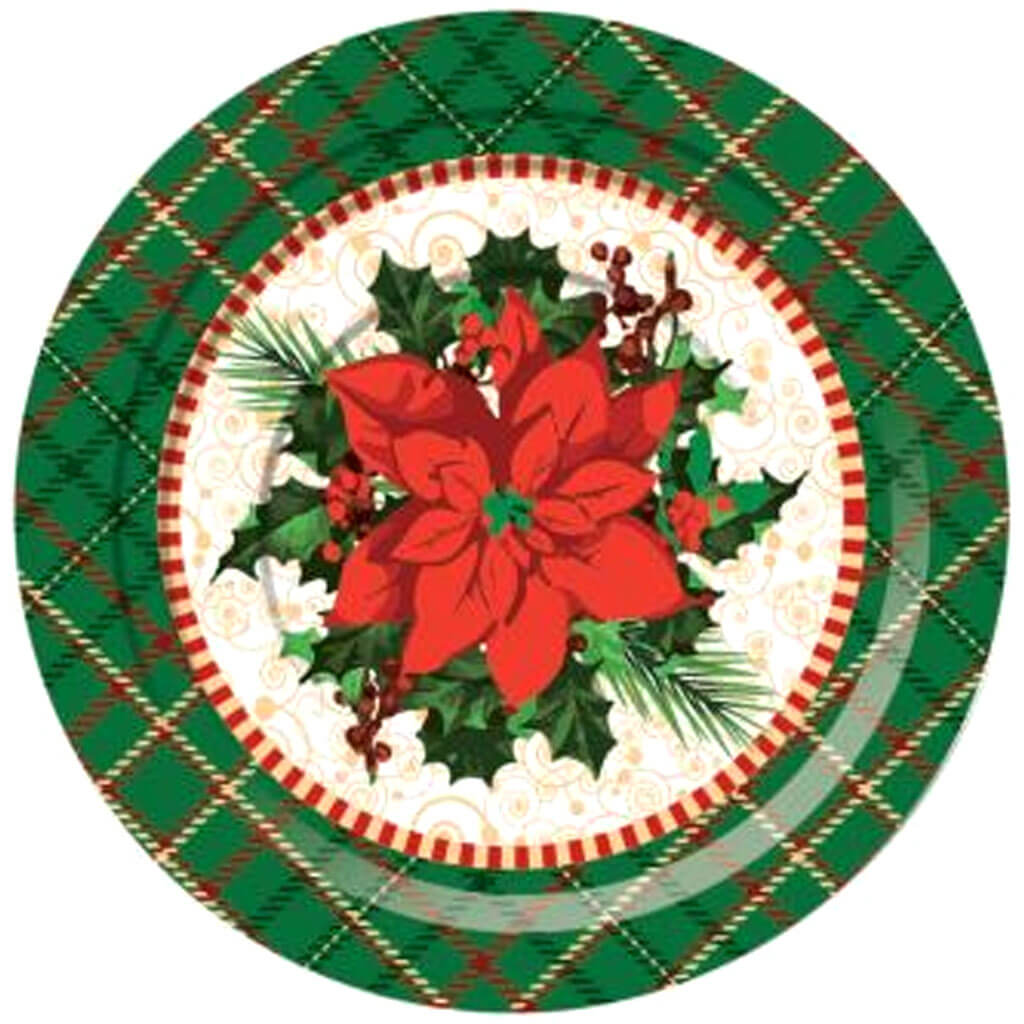 Christmas Plaid Dessert Plates 7in