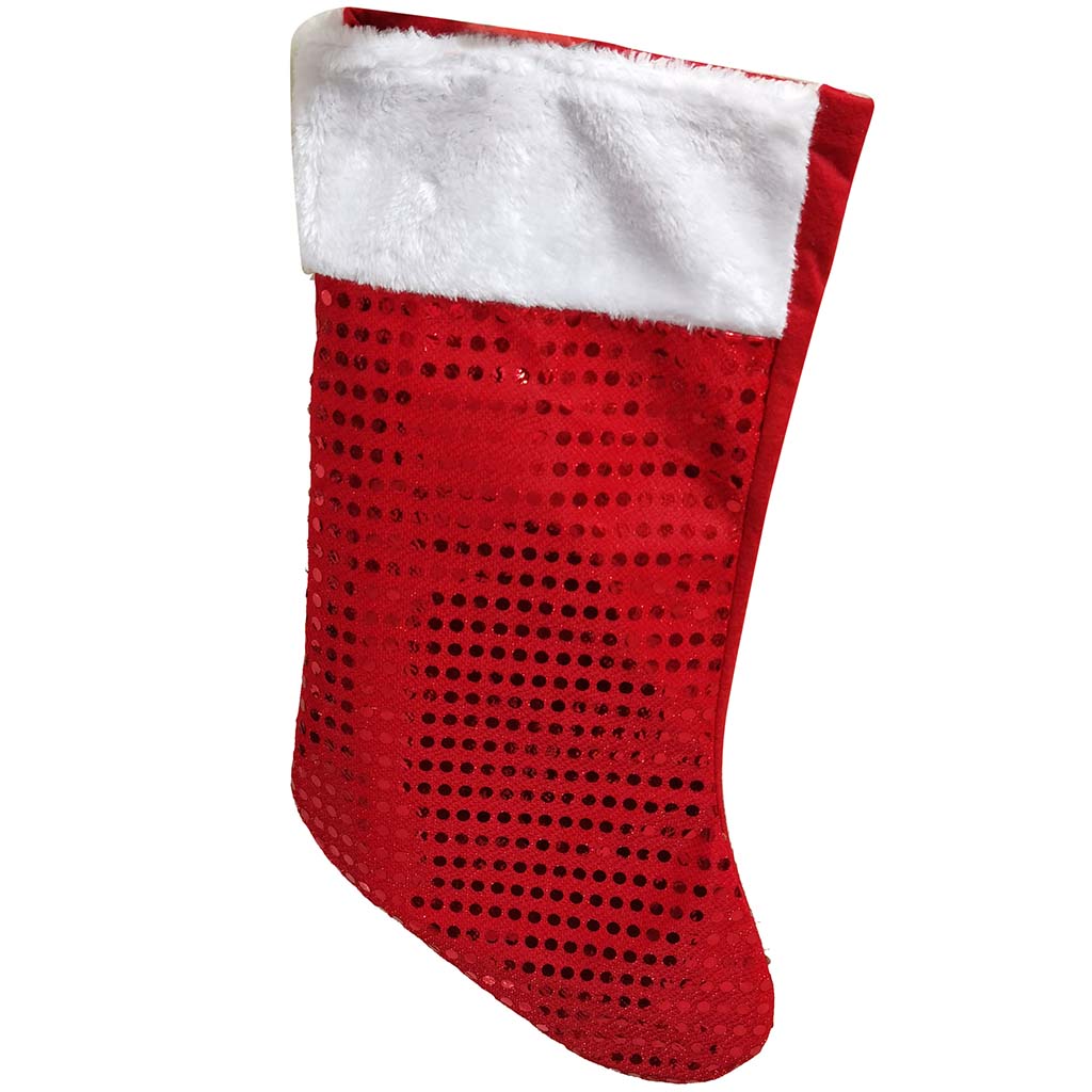 Foil Dot Christmas Stocking Red